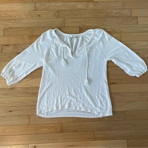 Joie linen peasant top Tassel Ties 100% linen